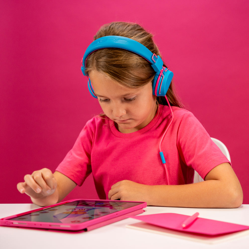 JBuddies Studio On-Ear Kids Wired Headphones Blue/Pink - Image 6