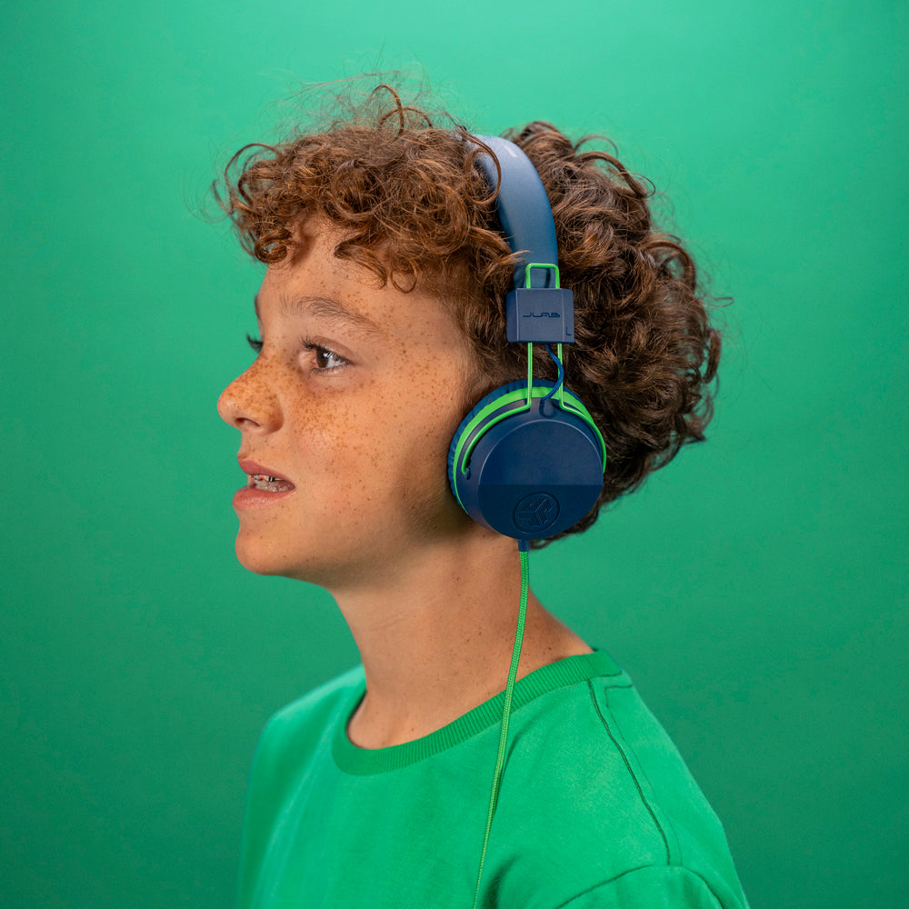 JBuddies Studio On-Ear Kids Wired Type-C Headphones Blue/Green - Image 2